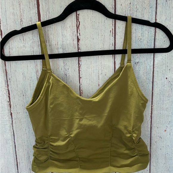 NWOT Free People Good Karma Ruched crop tank XS/S Dusted Military - Picture 3 of 4